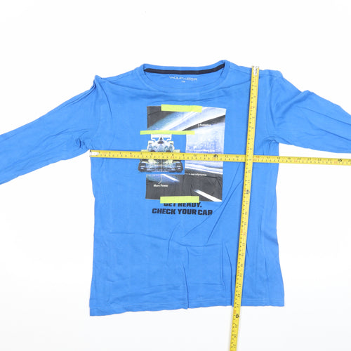 Wolfwear Boys Blue Long Sleeve Graphic Car T-Shirt Size 158 Cotton