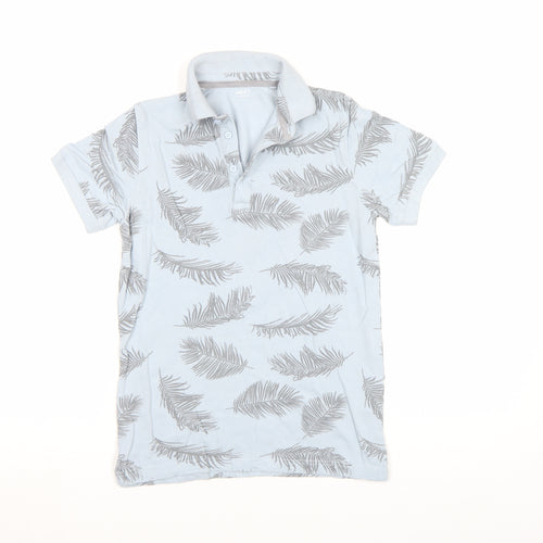 Next Boys Blue Feather Print Cotton Polo Shirt 10 Years