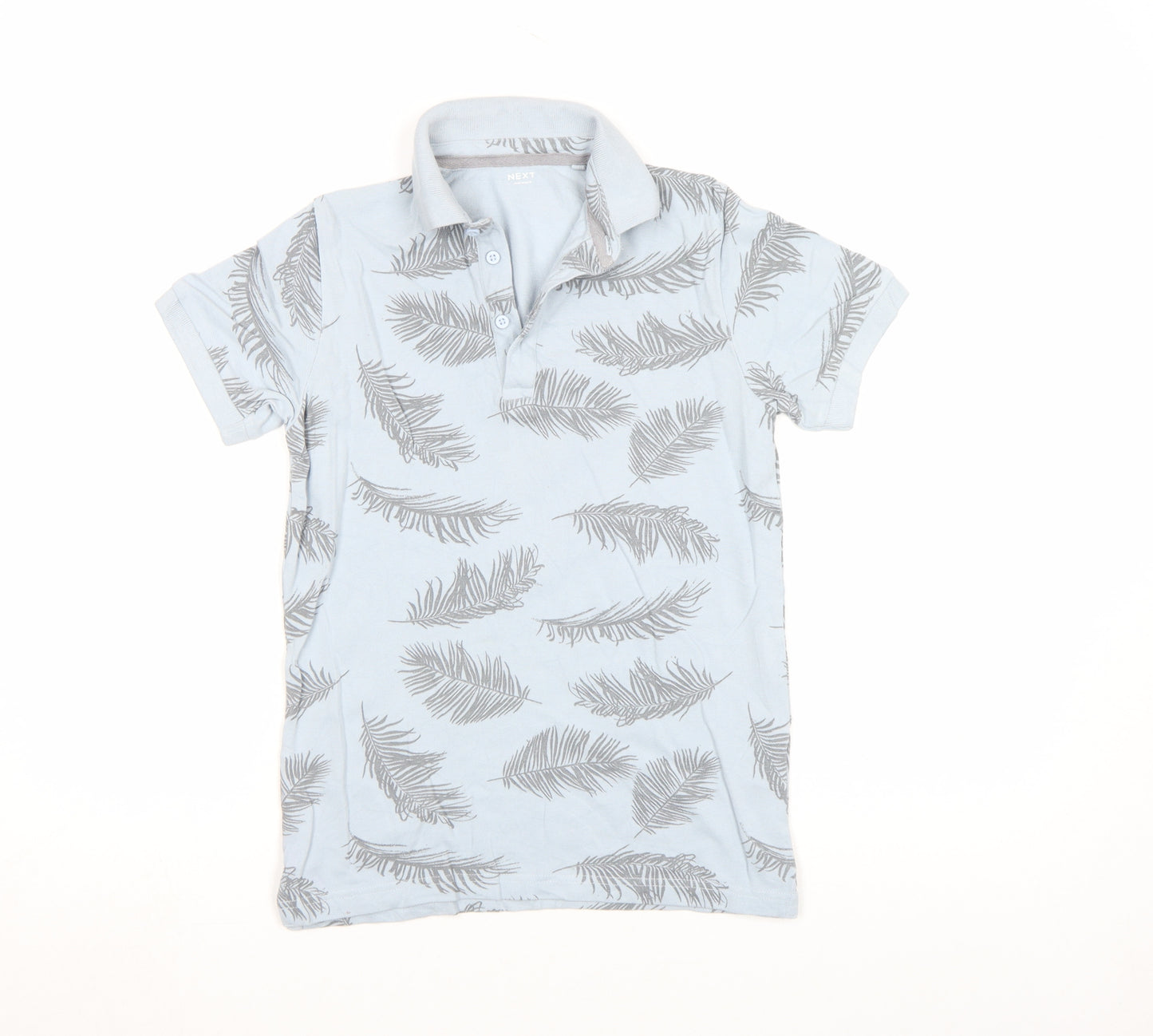 Next Boys Blue Feather Print Cotton Polo Shirt 10 Years