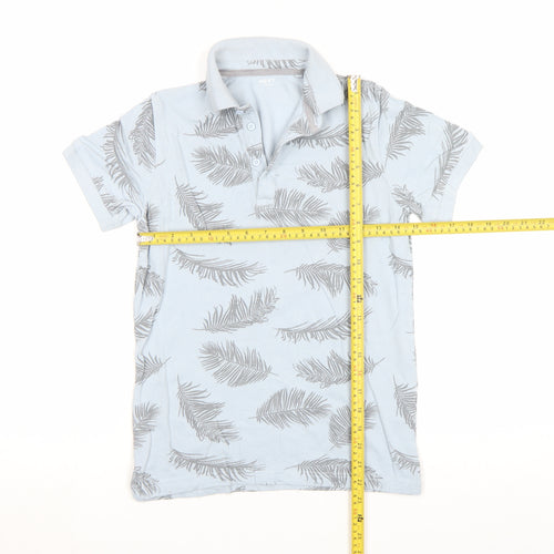 Next Boys Blue Feather Print Cotton Polo Shirt 10 Years