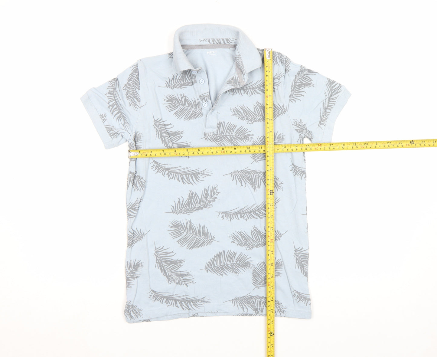 Next Boys Blue Feather Print Cotton Polo Shirt 10 Years