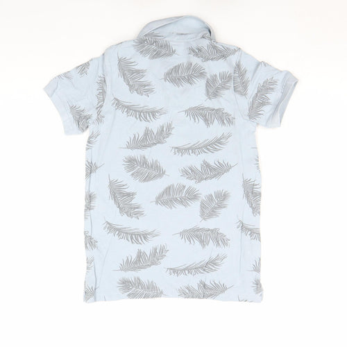 Next Boys Blue Feather Print Cotton Polo Shirt 10 Years