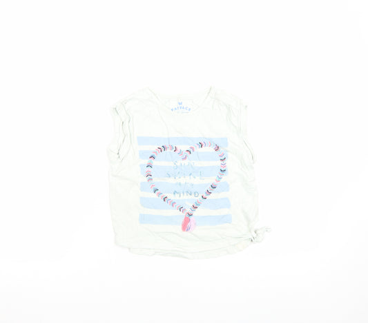 FatFace Girls White Striped Heart Embroidered Sleeveless T-Shirt 8-9 Years
