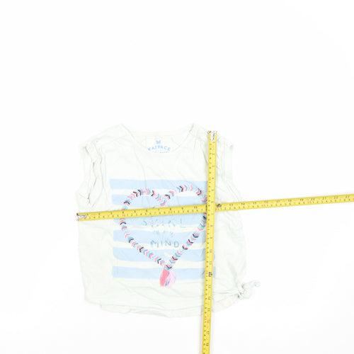 FatFace Girls White Striped Heart Embroidered Sleeveless T-Shirt 8-9 Years