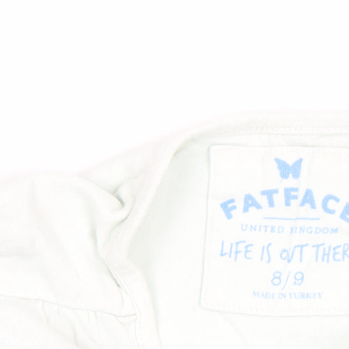 FatFace Girls White Striped Heart Embroidered Sleeveless T-Shirt 8-9 Years