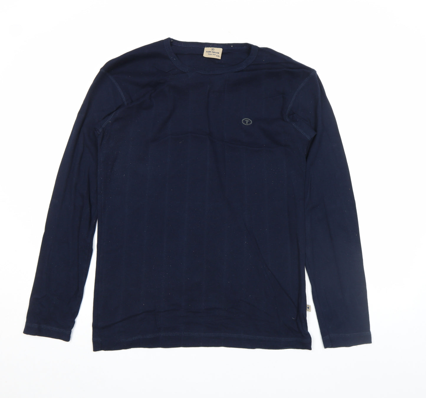 Tom Tailor Men's Blue 2XL Long Sleeve Cotton Crew Neck Casual Top