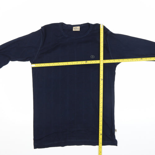 Tom Tailor Men's Blue 2XL Long Sleeve Cotton Crew Neck Casual Top