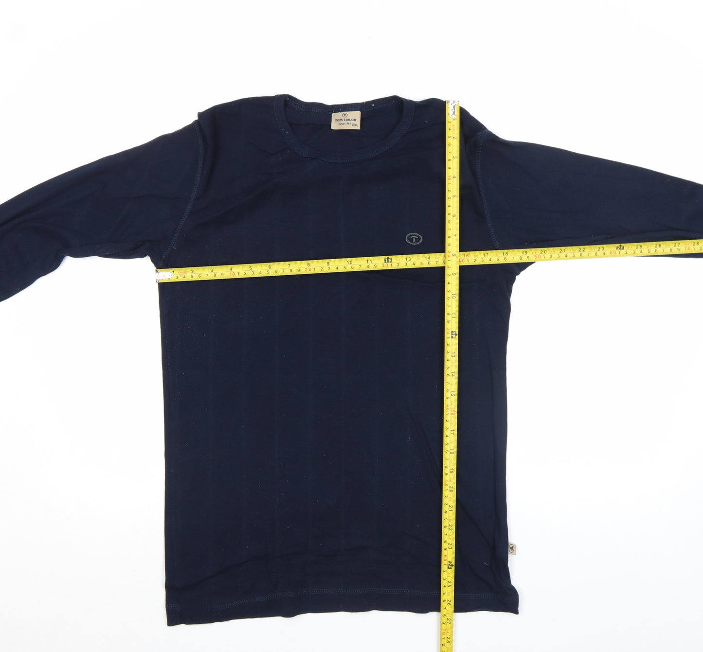 Tom Tailor Men's Blue 2XL Long Sleeve Cotton Crew Neck Casual Top