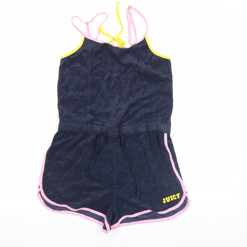 Juicy Couture Navy Playsuit Women’s M Velour Drawstring Trimmed Romper