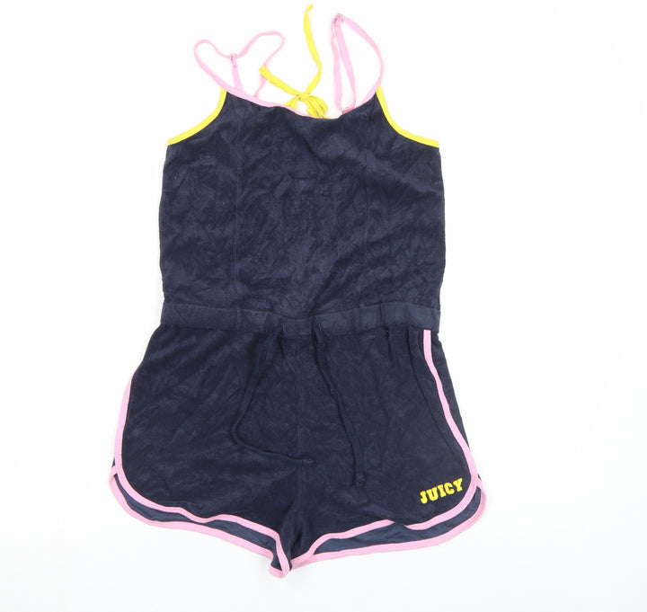 Juicy Couture Navy Playsuit Women’s M Velour Drawstring Trimmed Romper