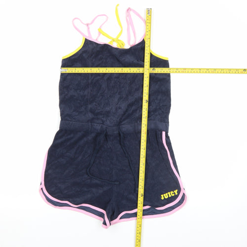 Juicy Couture Navy Playsuit Women’s M Velour Drawstring Trimmed Romper