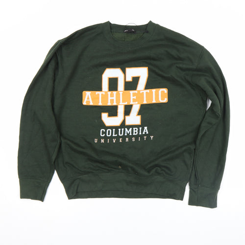 PrettyLittleThing Unisex Green Crew Neck Graphic Sweatshirt M