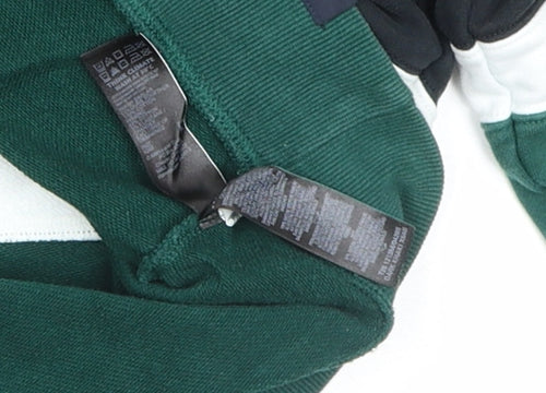 Marks and Spencer Men's Green Striped 1/2 Zip Sweatshirt M