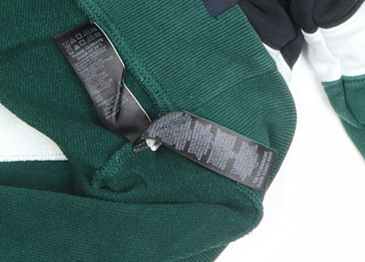 Marks and Spencer Men's Green Striped 1/2 Zip Sweatshirt M