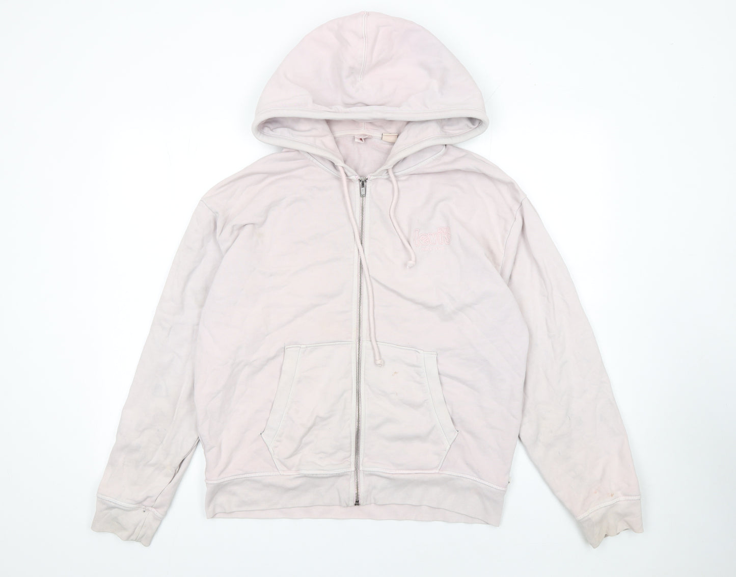 Levi's Women Pink Full Zip Hoodie Size L 100% Cotton Casual