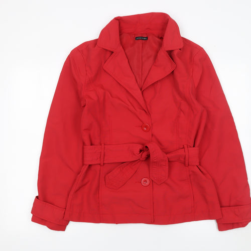 St. Bernard Women Red Belted Trench Jacket Size 12