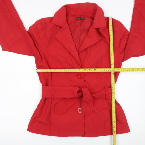 St. Bernard Women Red Belted Trench Jacket Size 12
