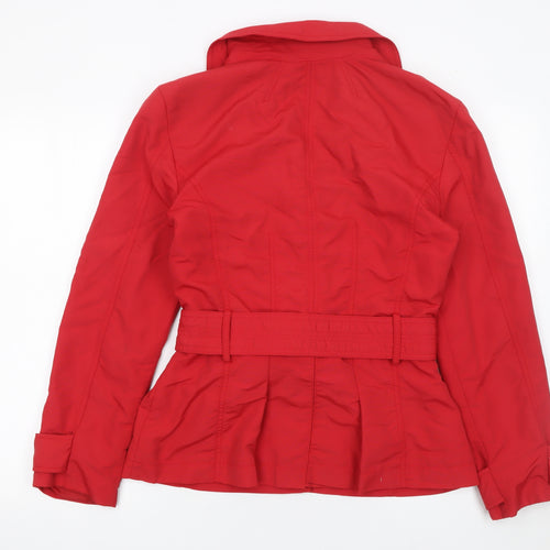 St. Bernard Women Red Belted Trench Jacket Size 12