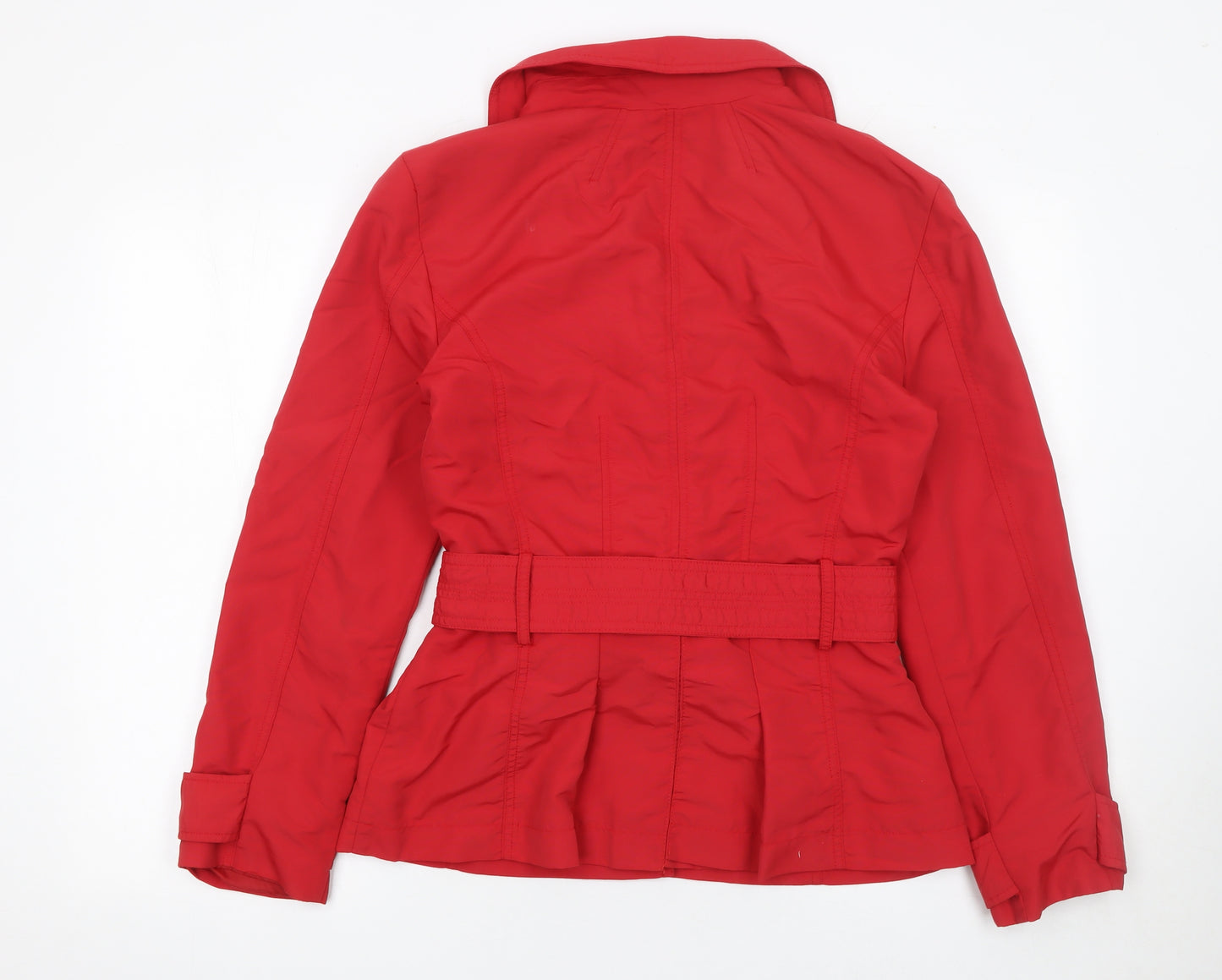 St. Bernard Women Red Belted Trench Jacket Size 12