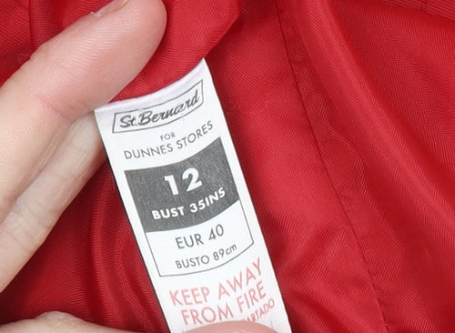 St. Bernard Women Red Belted Trench Jacket Size 12