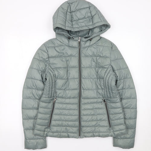 Primark Cares Women’s Grey Puffer Jacket Hooded Quilted Size 12/14