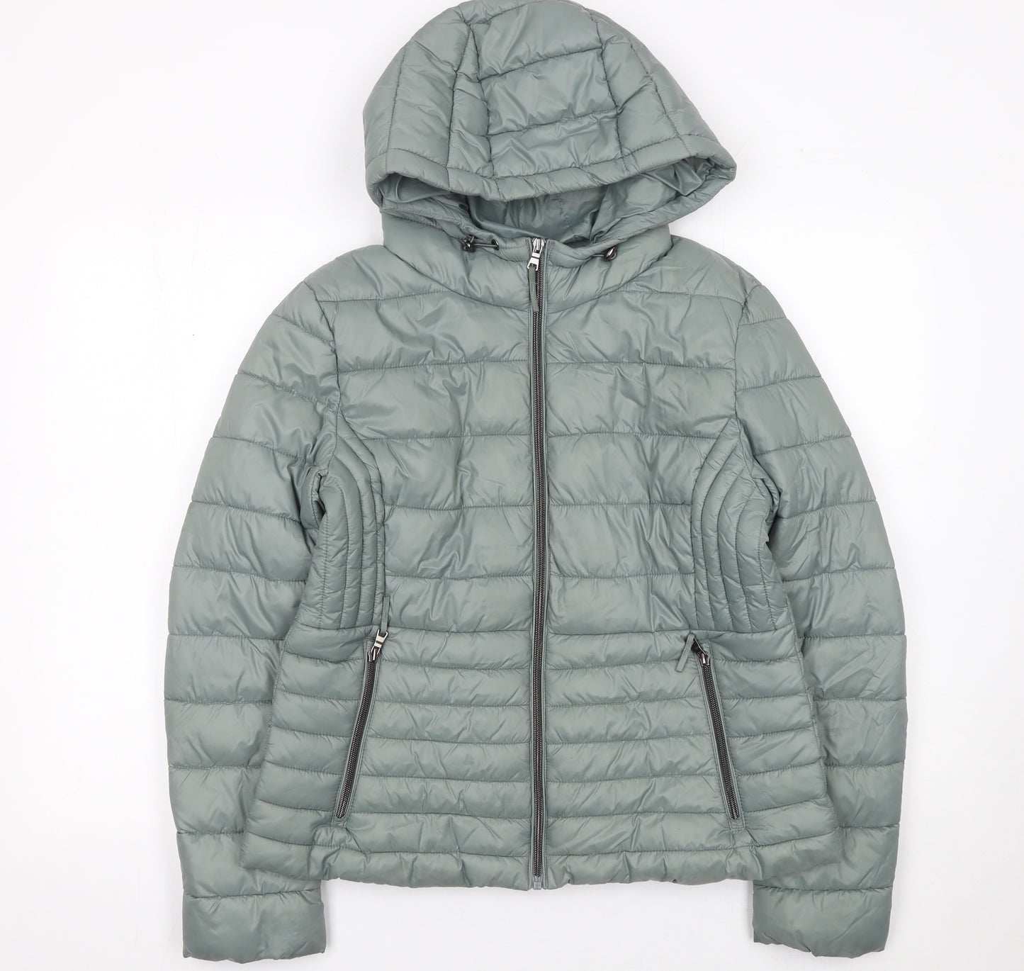 Primark Cares Women’s Grey Puffer Jacket Hooded Quilted Size 12/14