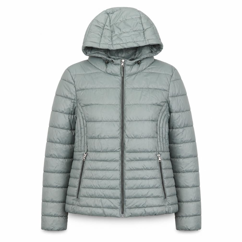 Primark Cares Women’s Grey Puffer Jacket Hooded Quilted Size 12/14