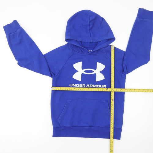 Under Armour Boys Blue Pullover Hoodie Size 10 Years Fleece Logo Sweatshirt