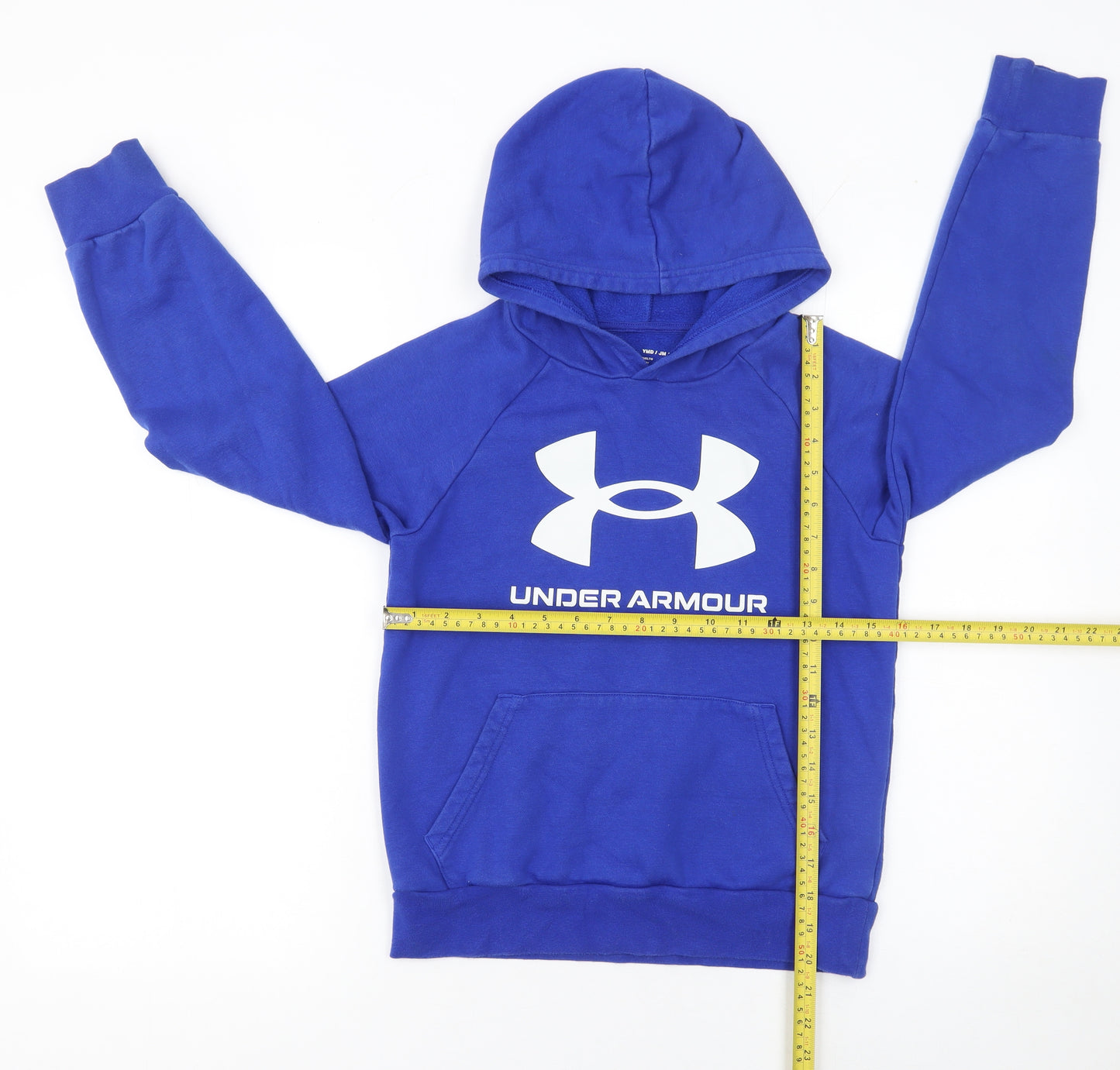 Under Armour Boys Blue Pullover Hoodie Size 10 Years Fleece Logo Sweatshirt