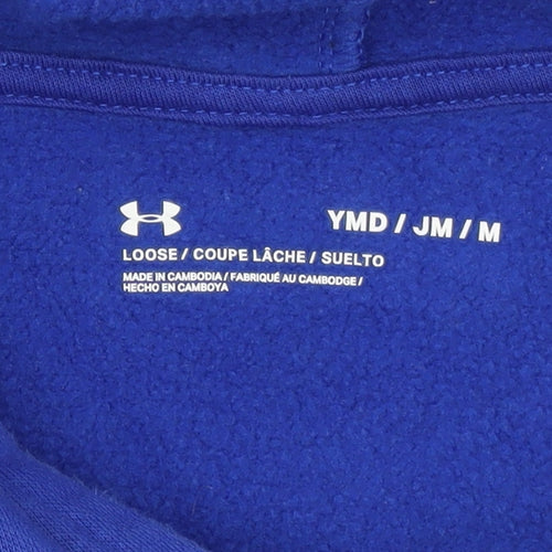 Under Armour Boys Blue Pullover Hoodie Size 10 Years Fleece Logo Sweatshirt