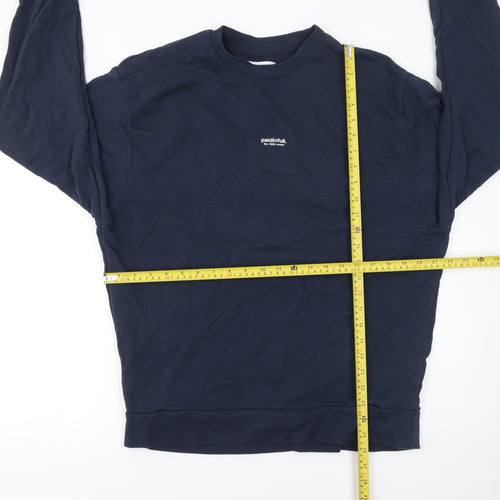 Paidinfull Men’s Blue Cotton Crew Neck Pullover Sweatshirt M