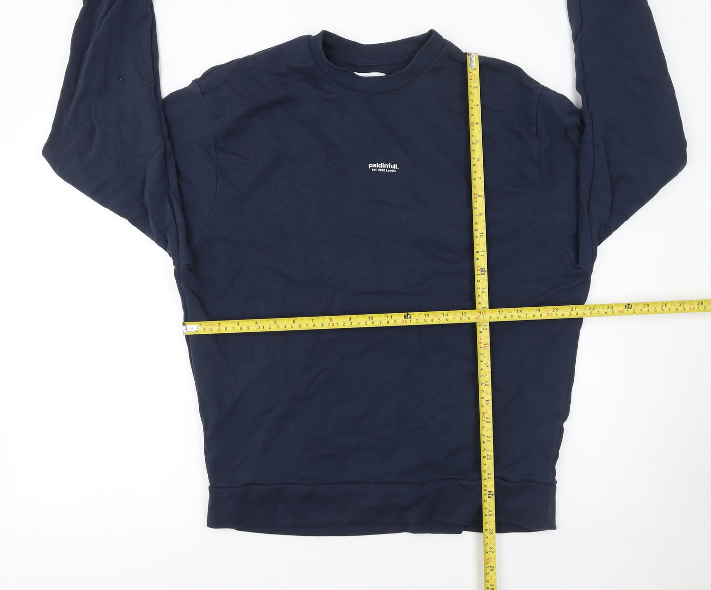 Paidinfull Men’s Blue Cotton Crew Neck Pullover Sweatshirt M