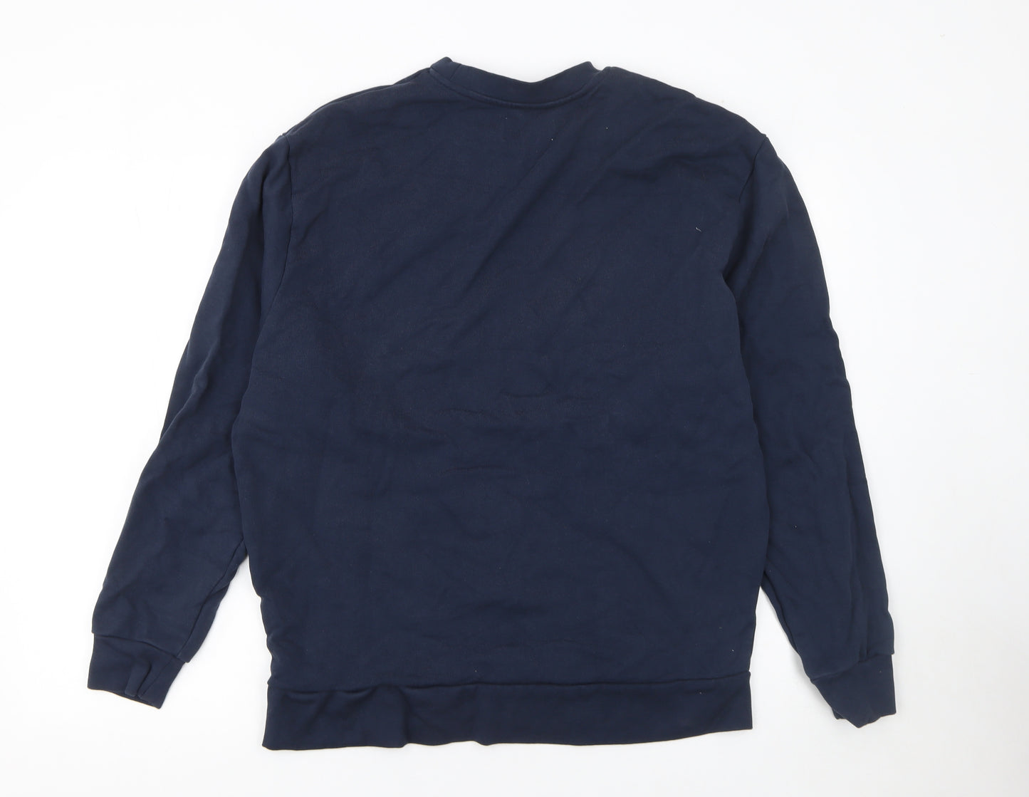 Paidinfull Men’s Blue Cotton Crew Neck Pullover Sweatshirt M