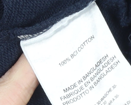Paidinfull Men’s Blue Cotton Crew Neck Pullover Sweatshirt M