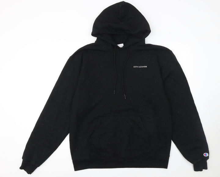 Champion Men's Black Pullover Hoodie Size L Fleece Sweatshirt