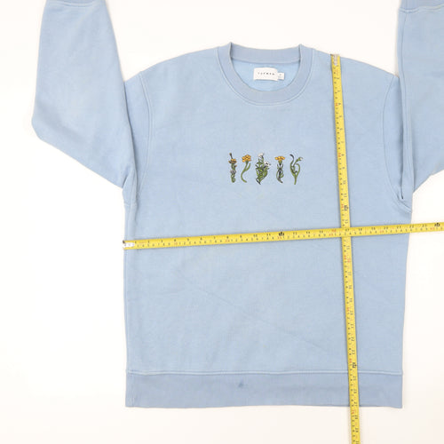 Topman Men's Blue Embroidered Flower Sweatshirt Size M