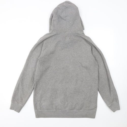 Jack Wills Womens Grey Pullover Hoodie UK 10 with Logo and Kangaroo Pocket