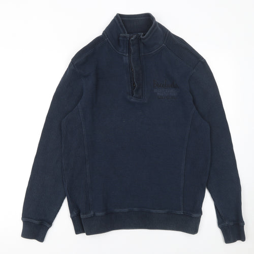 Armand Thiery Men's Blue M 1/4 Zip Cotton Knit Jumper