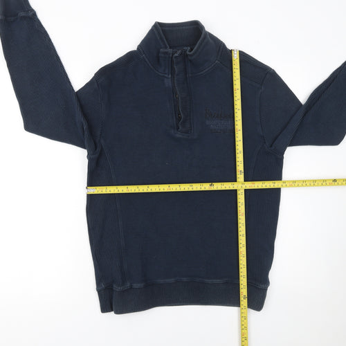 Armand Thiery Men's Blue M 1/4 Zip Cotton Knit Jumper