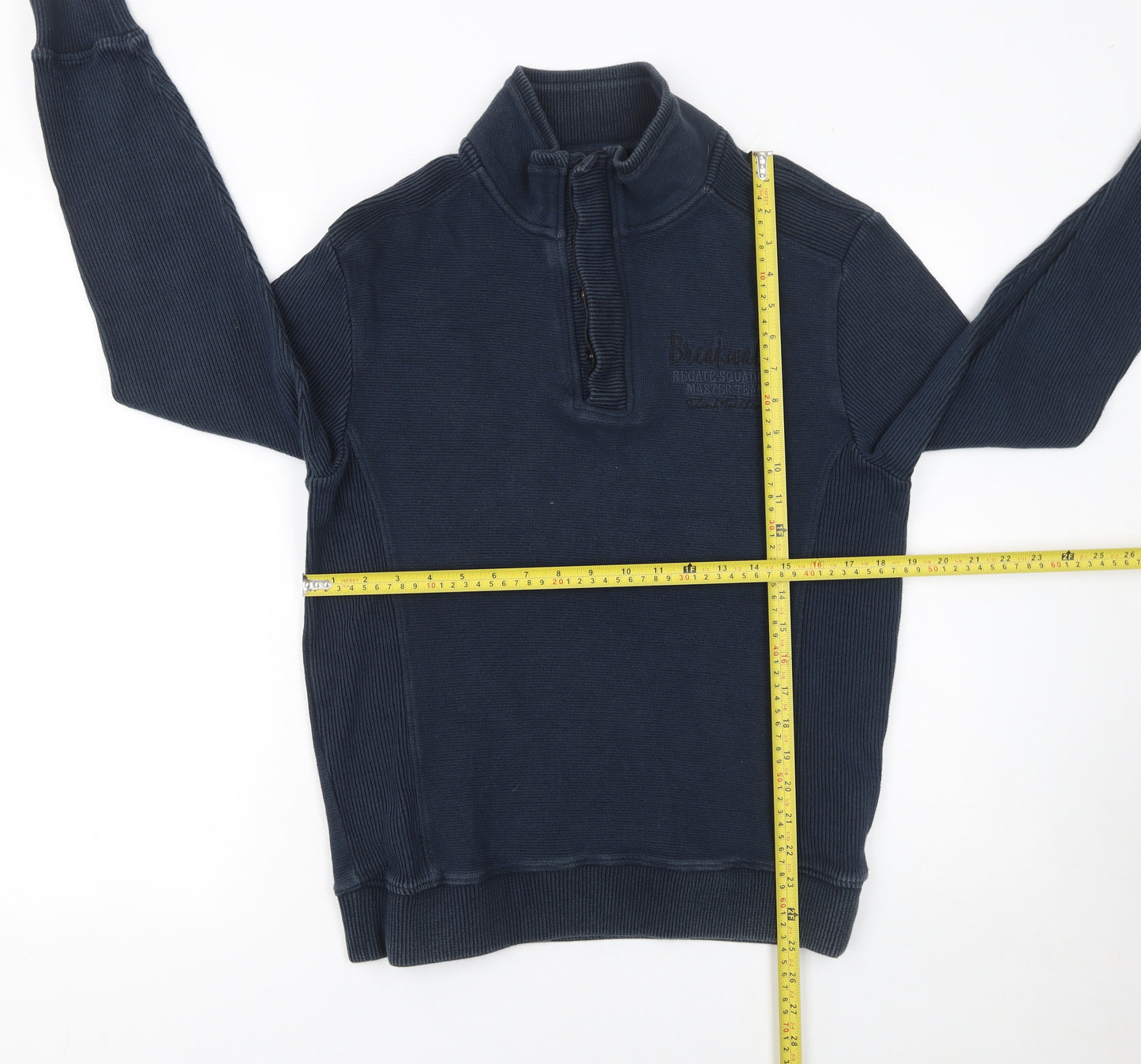 Armand Thiery Men's Blue M 1/4 Zip Cotton Knit Jumper