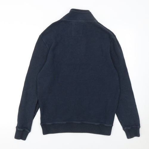 Armand Thiery Men's Blue M 1/4 Zip Cotton Knit Jumper