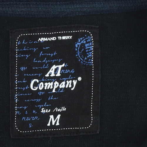 Armand Thiery Men's Blue M 1/4 Zip Cotton Knit Jumper