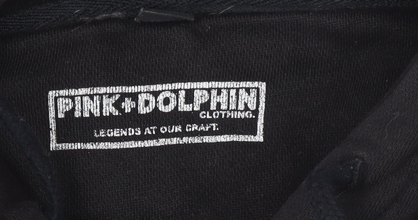 Pink Dolphin Men’s Black Pullover Hoodie S Graphic Logo Fleece