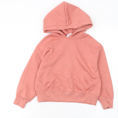 Zara Girls Pink Pullover Hoodie Size 7 Years Cotton Blend Casual