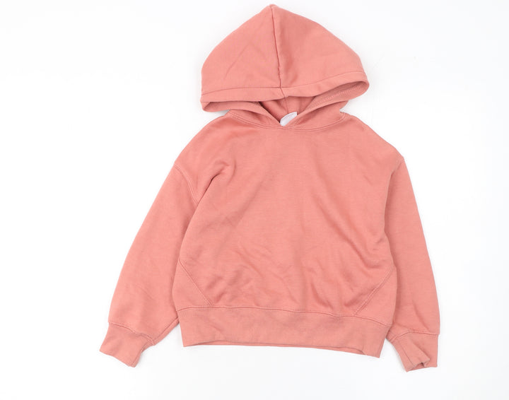 Zara Girls Pink Pullover Hoodie Size 7 Years Cotton Blend Casual