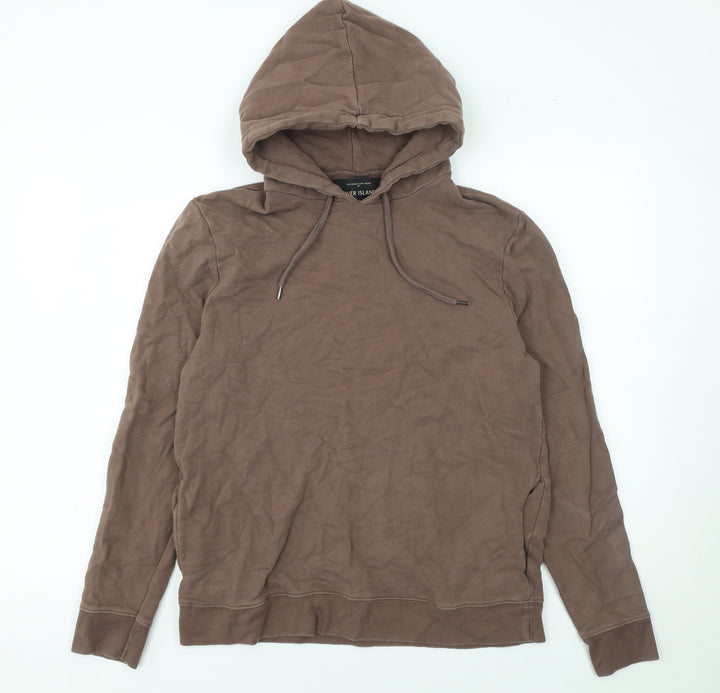 River Island Men’s Brown Pullover Hoodie Size S Cotton Casual