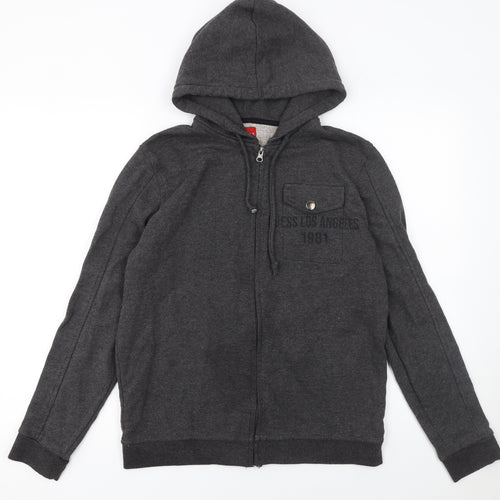 Guess Men’s Grey Full Zip Hoodie Size L – Los Angeles 1981 Logo