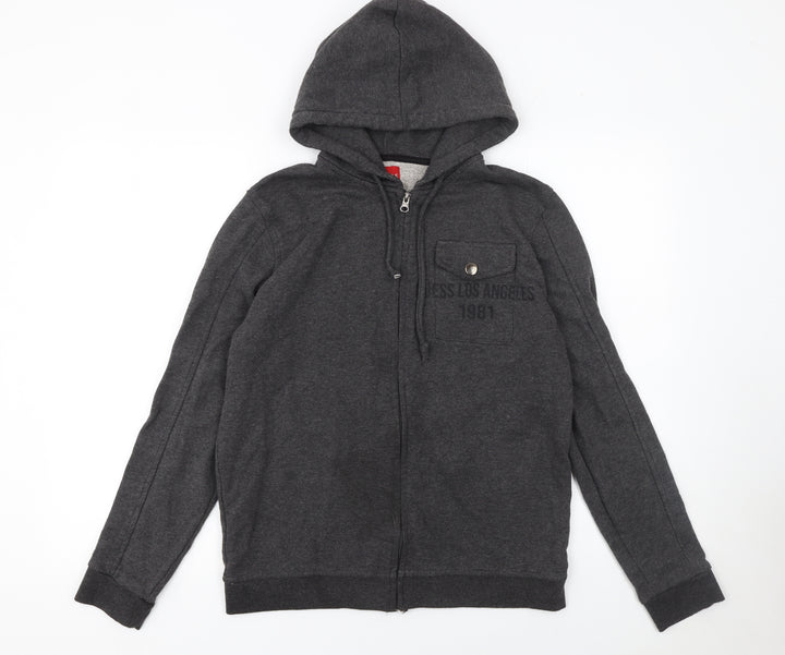 Guess Men’s Grey Full Zip Hoodie Size L – Los Angeles 1981 Logo