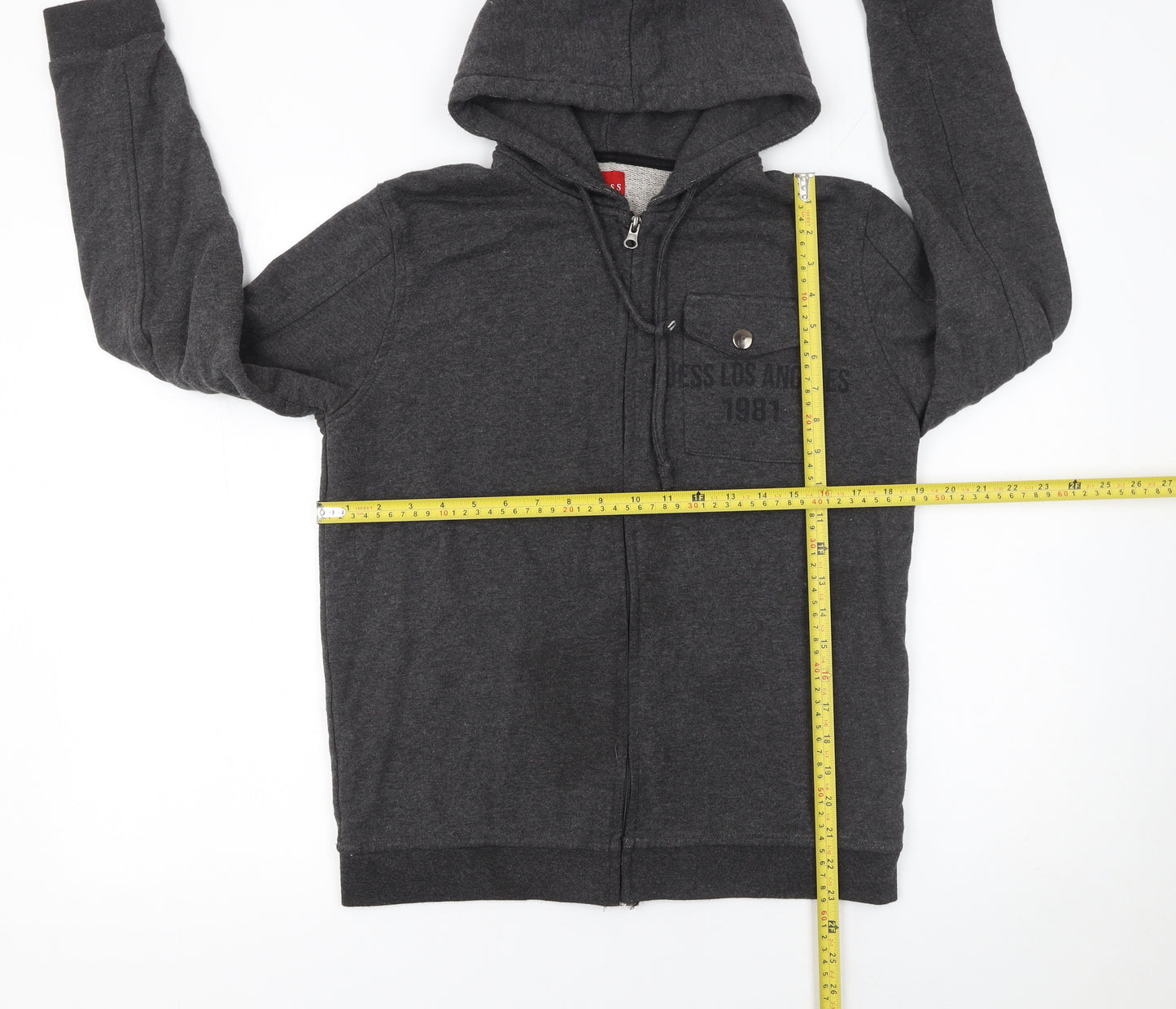 Guess Men’s Grey Full Zip Hoodie Size L – Los Angeles 1981 Logo