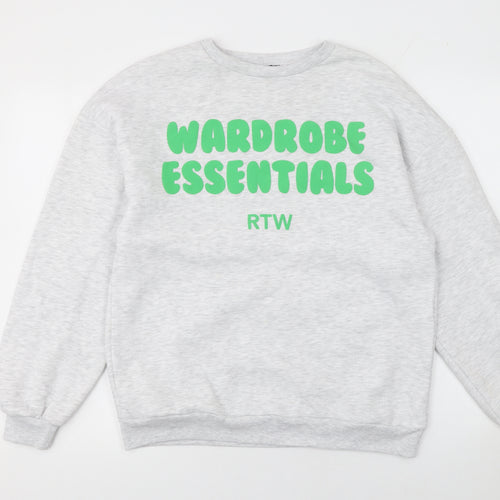 Boohoo Women’s Grey Pullover Sweatshirt L Cotton Blend Wardrobe Essentials